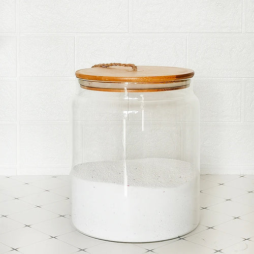 1 Gallon Glass Storage Jars for Laundry and Bathroom Clear Round Flour
