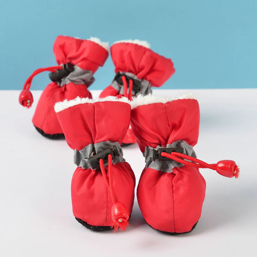 4pcs/set Waterproof Winter Pet Dog Shoes Anti-slip Rain Snow Boots