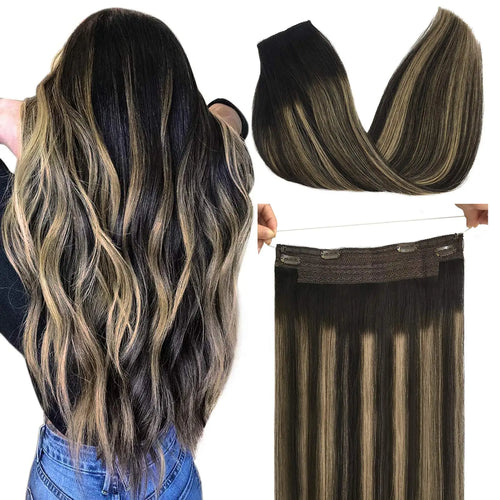 Wire Hair Extension Ombre Wire Real Human Hair Extensions Natural Remy