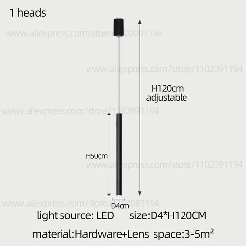 Long LED Pendant Lamp Hanging Modern Living Room Lamp Villa Staircase