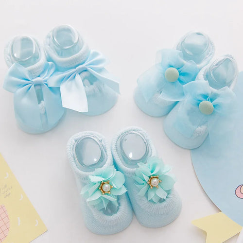 Baby Socks Infant Newborn Baby Girls 3Pcs/Set Slipper Non-slip Socks