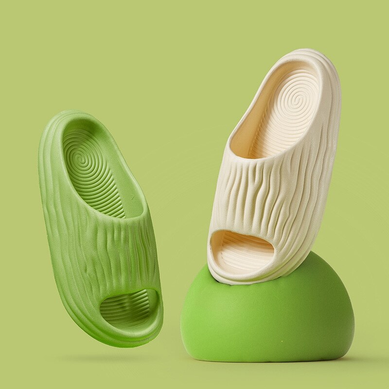 Shevalues Pleated Fashion Women's Slippers Summer Indoor Men's Soft