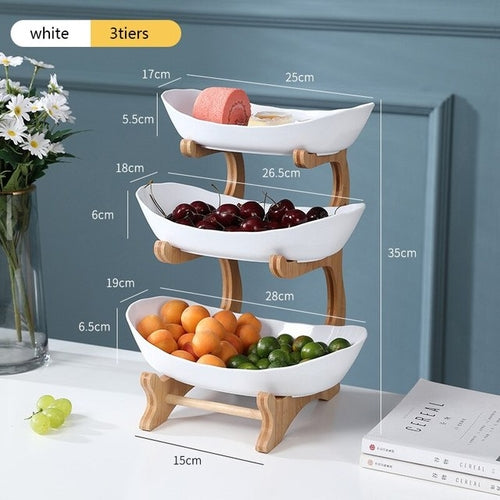 Table Plates Dinnerware Kitchen Fruit Bowl with Floors Partitioned