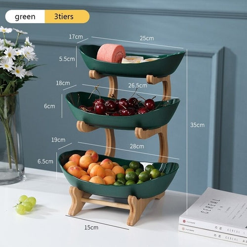 Table Plates Dinnerware Kitchen Fruit Bowl with Floors Partitioned