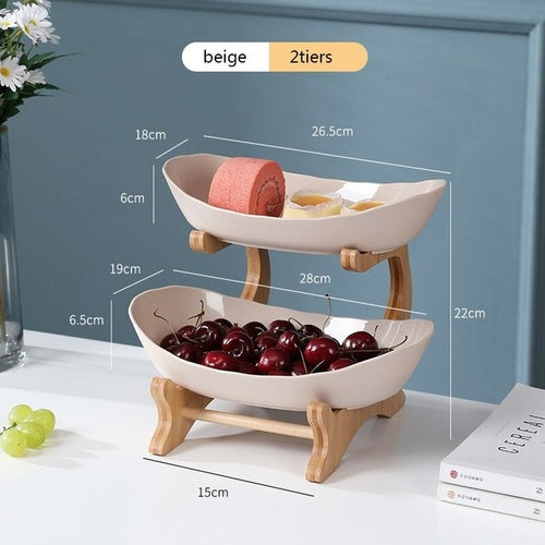 Table Plates Dinnerware Kitchen Fruit Bowl with Floors Partitioned