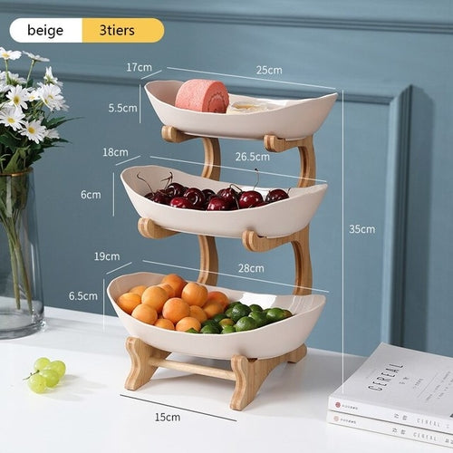 Table Plates Dinnerware Kitchen Fruit Bowl with Floors Partitioned