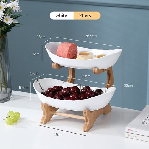 Table Plates Dinnerware Kitchen Fruit Bowl with Floors Partitioned