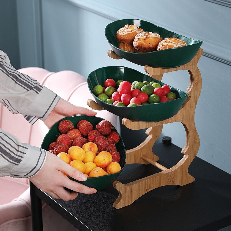 Table Plates Dinnerware Kitchen Fruit Bowl with Floors Partitioned