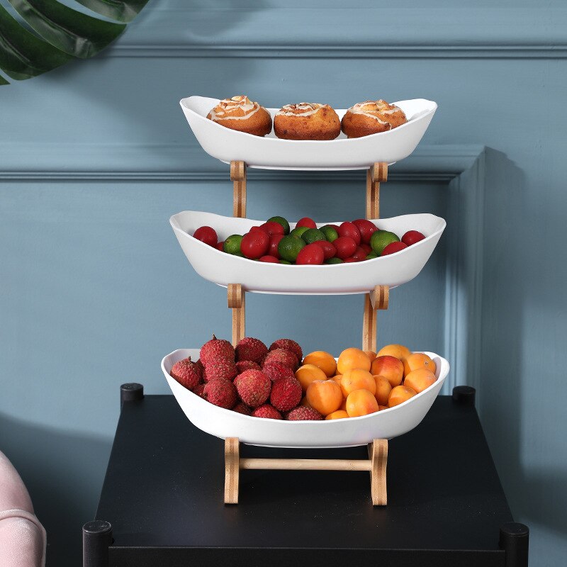 Table Plates Dinnerware Kitchen Fruit Bowl with Floors Partitioned