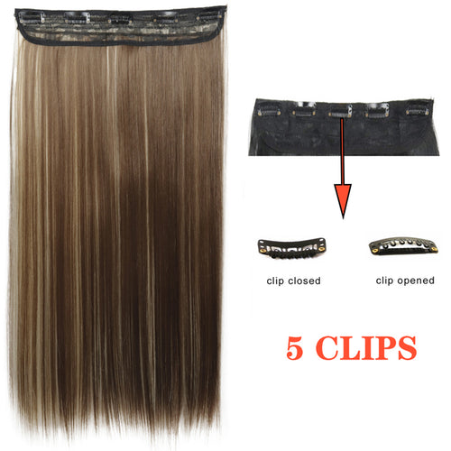 Xinran Long Straight Hairstyles Synthetic 5 Clip In Hair Extension