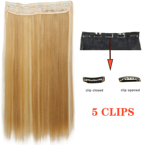 Xinran Long Straight Hairstyles Synthetic 5 Clip In Hair Extension