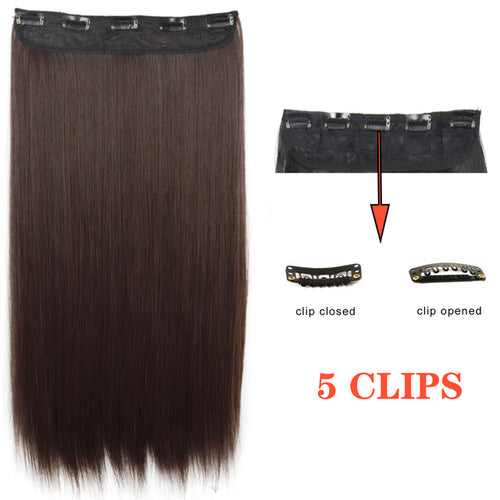 Xinran Long Straight Hairstyles Synthetic 5 Clip In Hair Extension