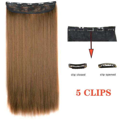 Xinran Long Straight Hairstyles Synthetic 5 Clip In Hair Extension