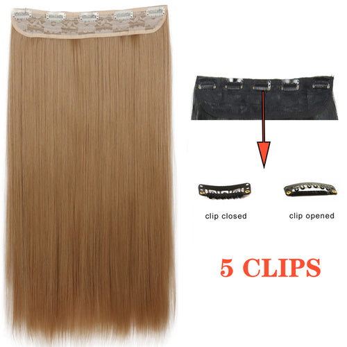 Xinran Long Straight Hairstyles Synthetic 5 Clip In Hair Extension
