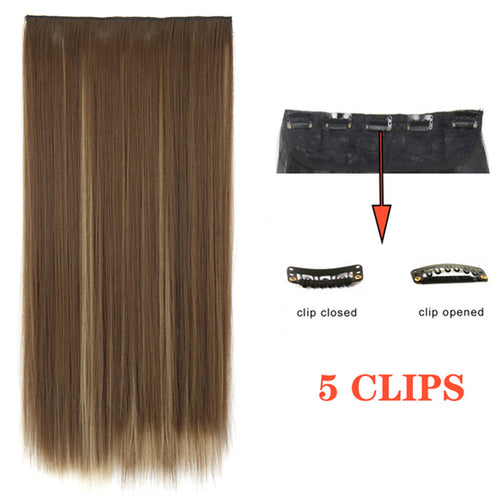 Xinran Long Straight Hairstyles Synthetic 5 Clip In Hair Extension