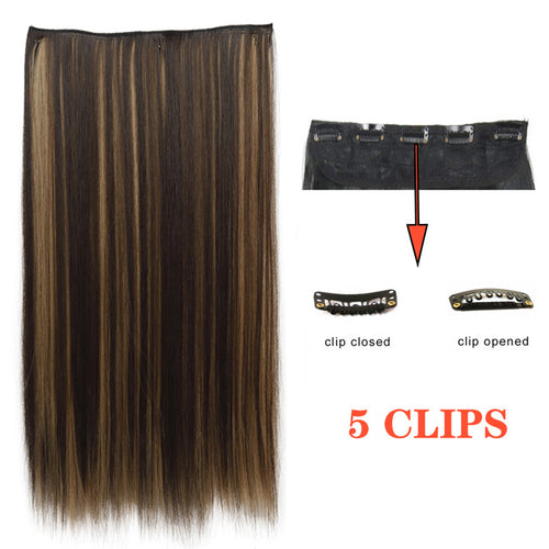 Xinran Long Straight Hairstyles Synthetic 5 Clip In Hair Extension