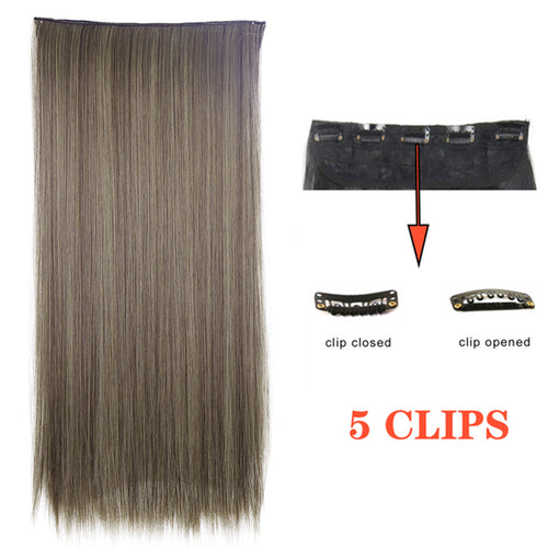 Xinran Long Straight Hairstyles Synthetic 5 Clip In Hair Extension