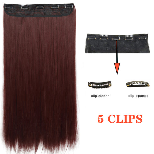 Xinran Long Straight Hairstyles Synthetic 5 Clip In Hair Extension