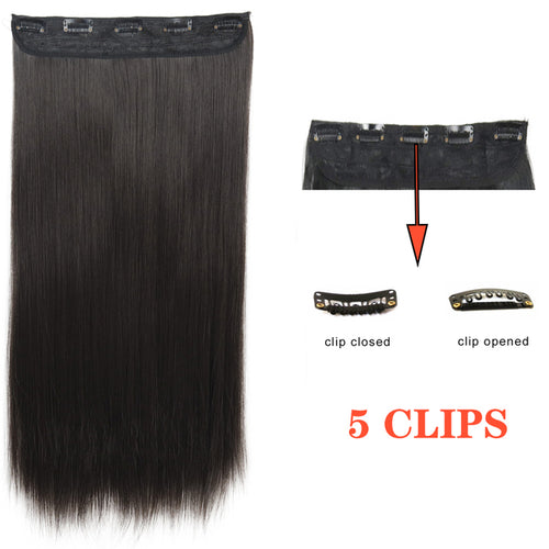 Xinran Long Straight Hairstyles Synthetic 5 Clip In Hair Extension