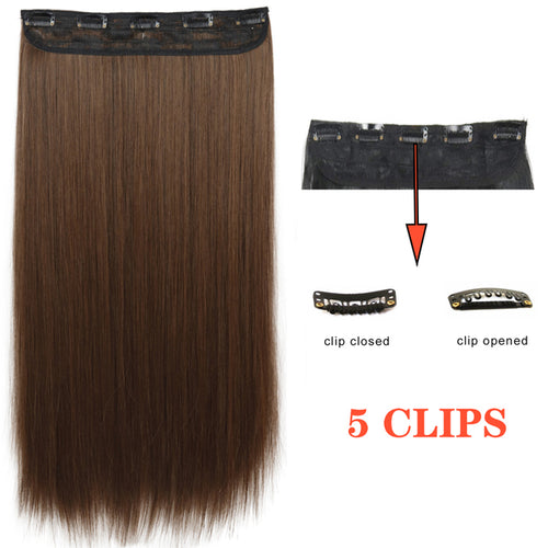 Xinran Long Straight Hairstyles Synthetic 5 Clip In Hair Extension