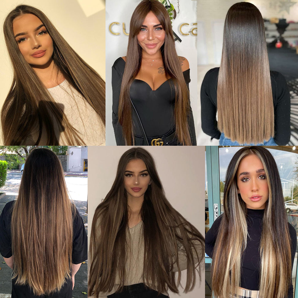 Xinran Long Straight Hairstyles Synthetic 5 Clip In Hair Extension